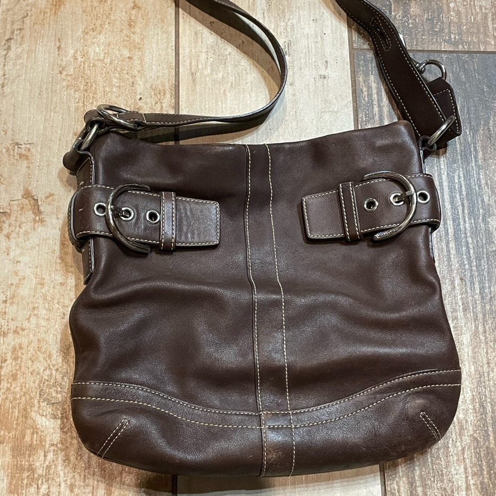 Coach Dark Brown Leather Shoulder Bag - Picture 8 of 9